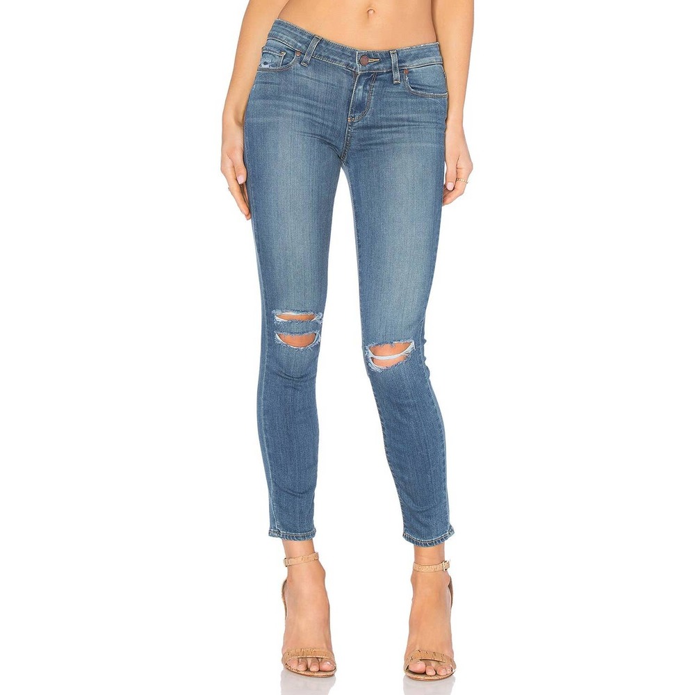 PAIGE Verdugo Crop Jayla Destructed Low-Rise Jeans 27